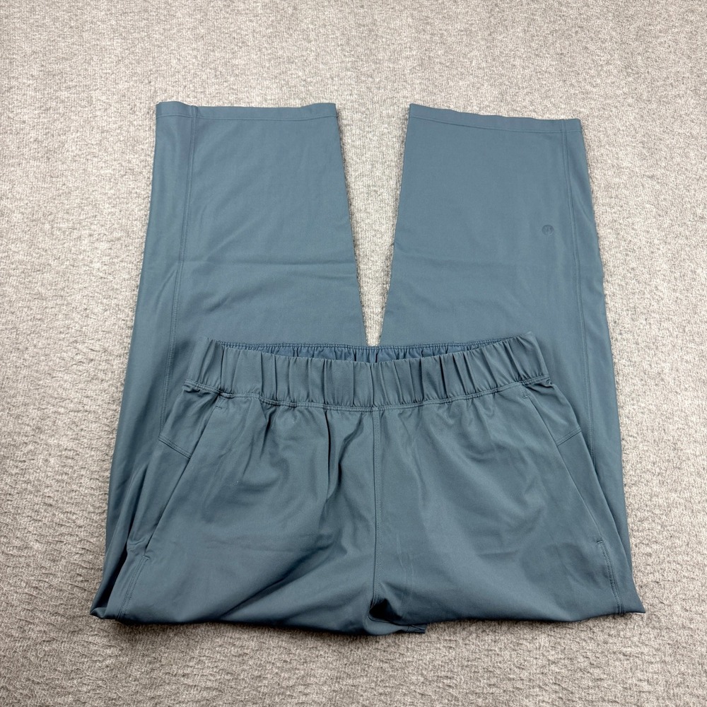 Lululemon Lab‎ Wide Leg Crop Pants Women's Size 6 Blue Elastic Waist LW6AN2S